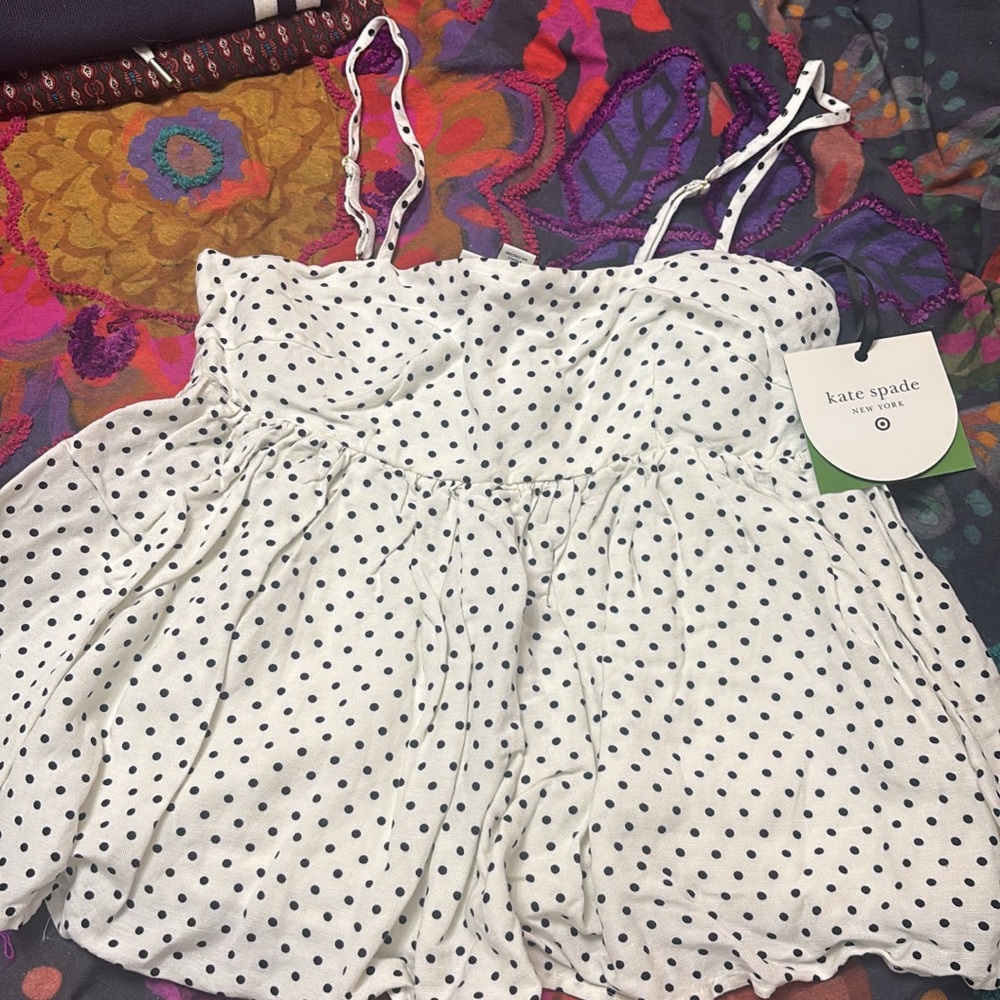 Kate Spade White and Black Polka Dot Top